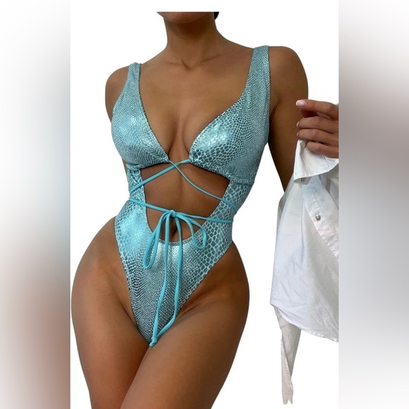 Other - Metallic Teal One-Piece Swimsuit